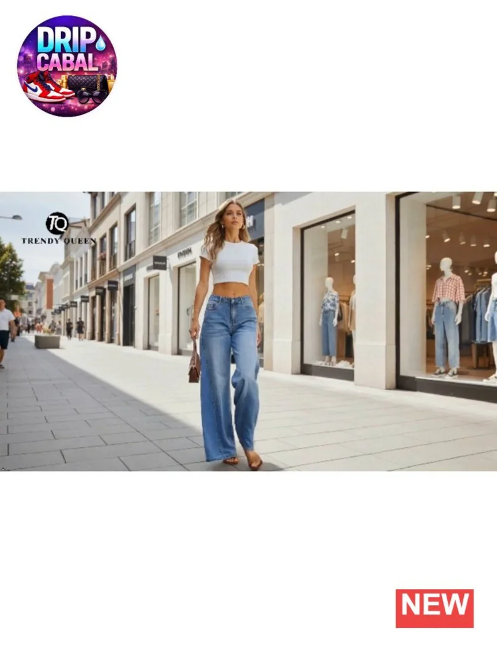 High Waisted Wide Leg Flare Jeans with Pockets - Cotton Blend